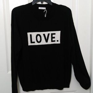 BRIT Black Sweater with the Word LOVE Crew Neck Size Large